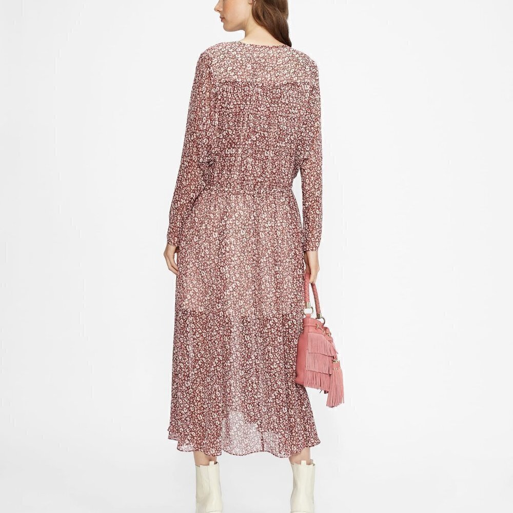 Ted Baker Vallyy Midi Dress Size 8 Ted Size 3 Animal Print Flowy Boho Peasant - Picture 3 of 14